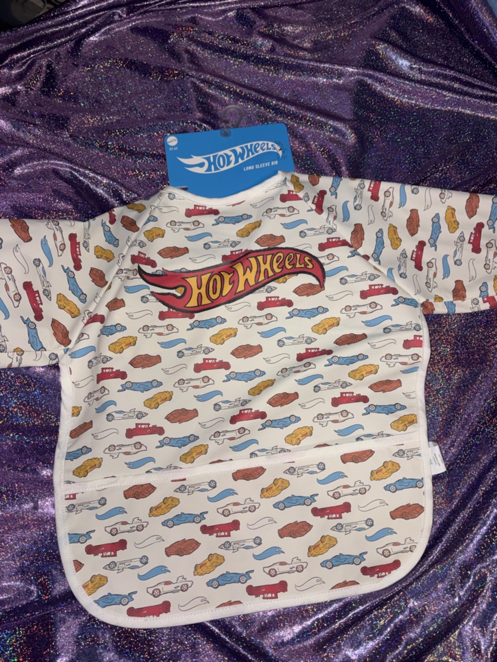 Toddler Hot Wheels Long Sleeve Bib